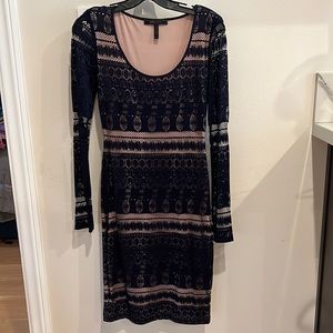 BCBG long sleeve lace midi dress